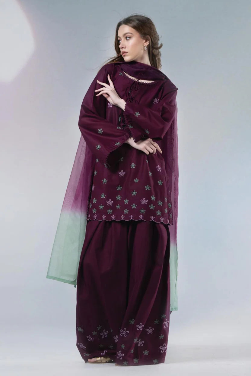 Plum Embroidered 3Piece