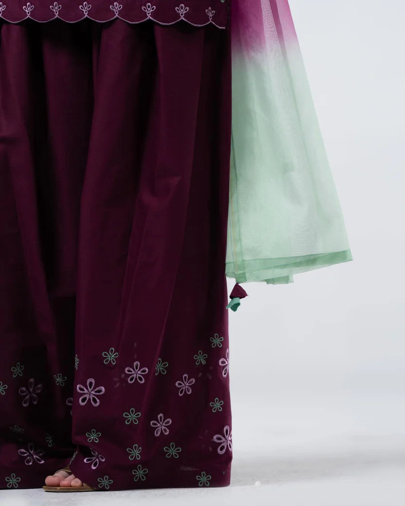 Plum Embroidered 3Piece
