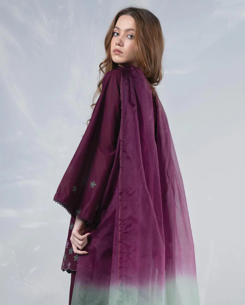 Plum Embroidered 3Piece